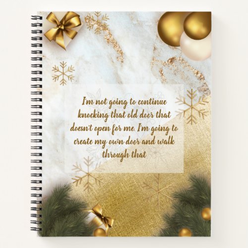 Lovely Custom Motivational Quote green Gold Marble Notebook