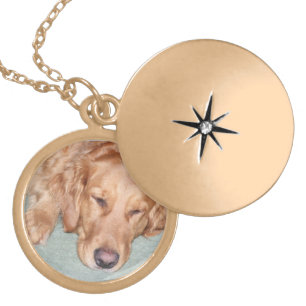 Lovely, Custom Photo Locket, Golden Retriever Locket Necklace