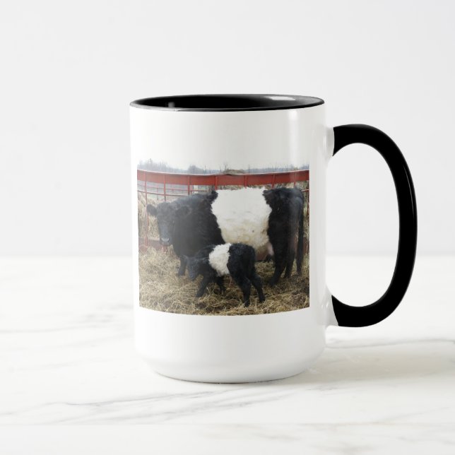 Lovely Cute Beltie Cow and Calf - Belted Galloways Mug (Right)