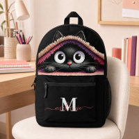 Lovely Cute Black Kitten Custom Monogram Name