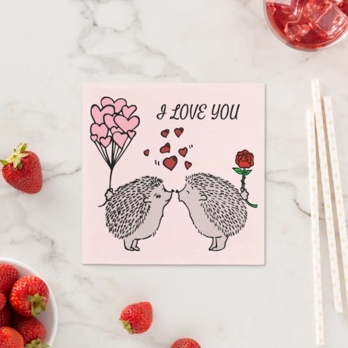 lovely cute couple hedgehog Paper Napkin