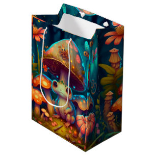 Lovely cute elves play under mushrooms gift bag