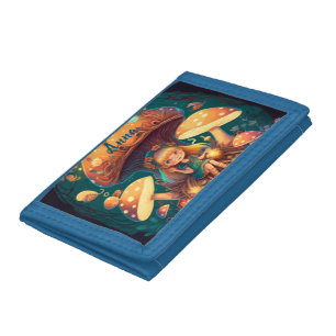 Lovely cute elves play under mushrooms trifold wallet