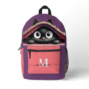Lovely Cute Kitten Custom Monogram Script Name Printed Backpack