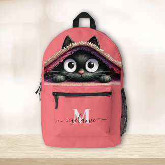 Lovely Cute Kitten Custom Monogram Script Name Printed Backpack