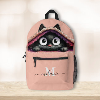 Lovely Cute Kitten Custom Monogram Script Name Printed Backpack