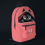 Lovely Cute Kitten Custom Monogram Script Name Printed Backpack<br><div class="desc">Adorable and personalized, the "Lovely Cute Kitten Custom Monogram Script Name Printed Backpack" is perfect for cat lovers of all ages. Featuring a charming illustration of a cute kitten, this backpack is as functional as it is delightful. The custom monogram and script name add a personal touch, making it a...</div>