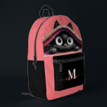 Lovely Cute Kitten Custom Monogram Script Name Printed Backpack<br><div class="desc">Adorable and personalized, the "Lovely Cute Kitten Custom Monogram Script Name Printed Backpack" is perfect for cat lovers of all ages. Featuring a charming illustration of a cute kitten, this backpack is as functional as it is delightful. The custom monogram and script name add a personal touch, making it a...</div>
