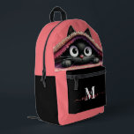 Lovely Cute Kitten Custom Monogram Script Name Printed Backpack<br><div class="desc">Adorable and personalized, the "Lovely Cute Kitten Custom Monogram Script Name Printed Backpack" is perfect for cat lovers of all ages. Featuring a charming illustration of a cute kitten, this backpack is as functional as it is delightful. The custom monogram and script name add a personal touch, making it a...</div>