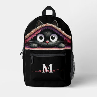 Lovely Cute Kitten Custom Monogram Script Name Printed Backpack