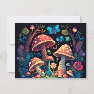 Lovely cute magic mushrooms   RSVP card