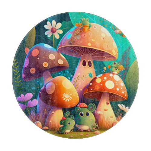 Lovely cute mushrooms  cutting board