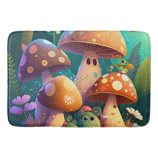 Lovely cute mushrooms for kid's room     bath mat (Front)