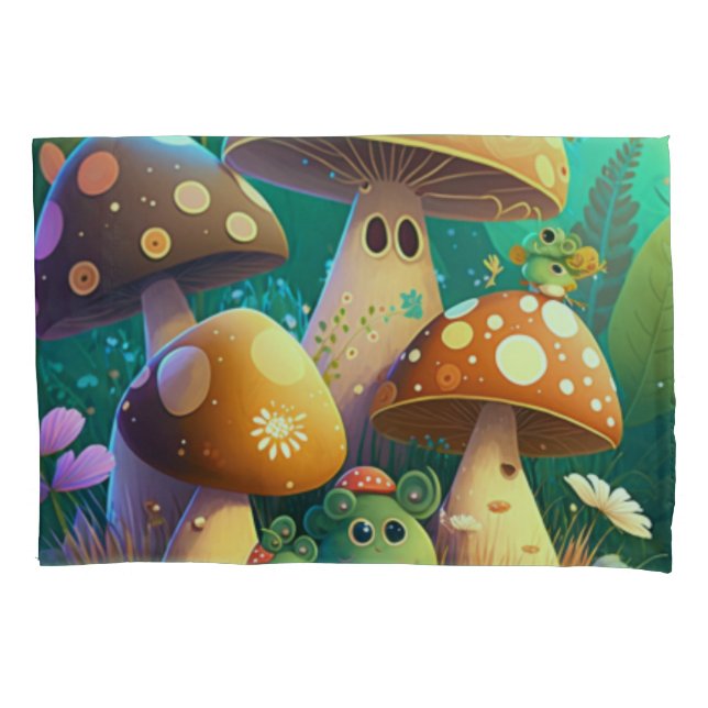 Lovely cute mushrooms for kid's room   pillow case (Front)