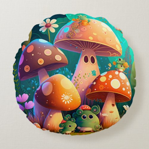 Lovely cute mushrooms for kids room    round pillow