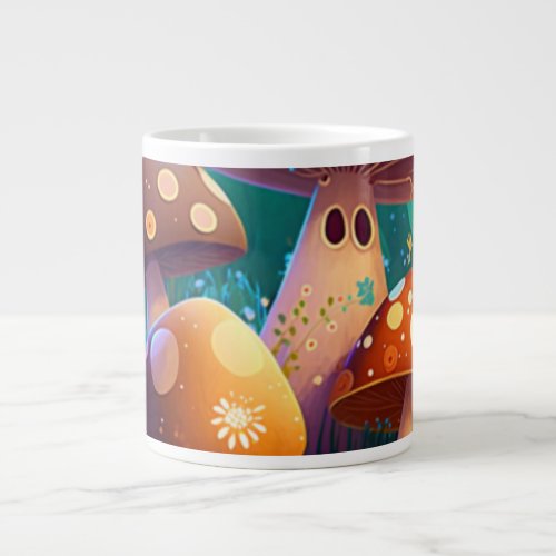 Lovely cute mushrooms   giant coffee mug