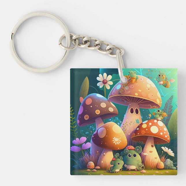Lovely cute mushrooms   keychain (Front)