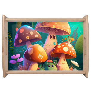 Lovely cute mushrooms  serving tray