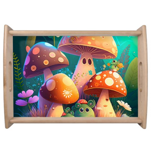 Lovely cute mushrooms  serving tray