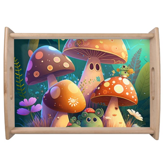 Lovely cute mushrooms  serving tray (Front)