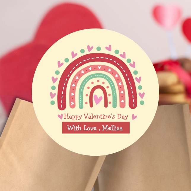 Lovely Cute Valentines Rainbow Heart  Classic Round Sticker (Creator Uploaded)