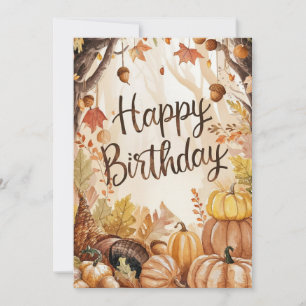 Lovely Cute Wish Autumn Fall Happy Birthday Card