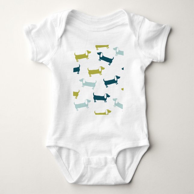 Lovely dachshunds in great colors baby bodysuit (Front)