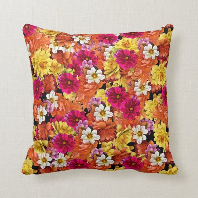 Lovely Dahlia Flower Pattern Floral Throw Pillow