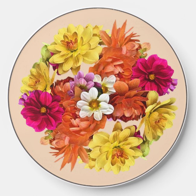 Lovely Dahlia Flower Pattern Wireless Charger
