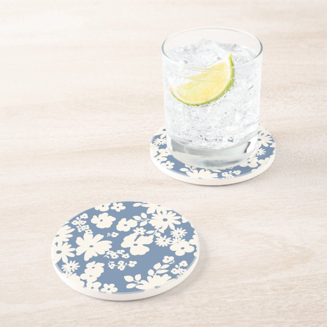 Lovely Daisies Pattern Custom Background Colors  Coaster (Side)