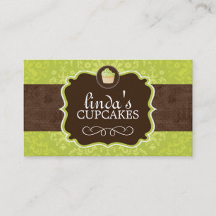 Lovely Damask Cupcake Business Cards