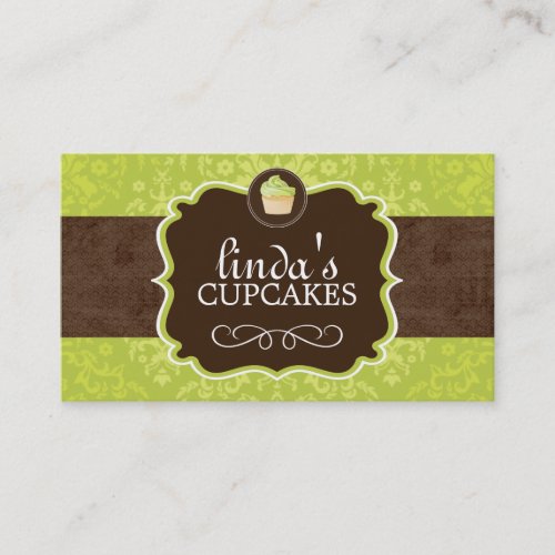 Lovely Damask Cupcake Business Cards
