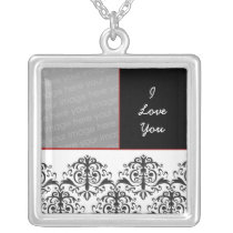 lovely damask Photo Silver Plated Necklace