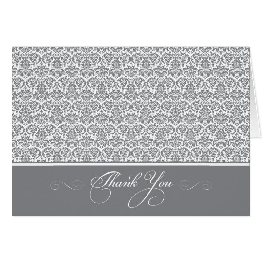 Lovely Damask Photo Thank You Card (silver/white)