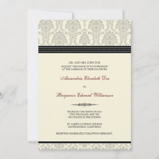 Lovely Damask Wedding Invitation (black/cream)