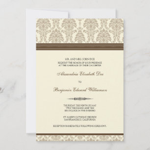 Lovely Damask Wedding Invitation (chocolate/cream)