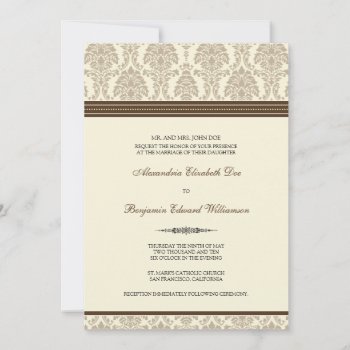 Lovely Damask Wedding Invitation (chocolate/cream) by TheWeddingShoppe at Zazzle