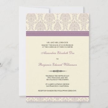Lovely Damask Wedding Invitation (lilac/cream) by TheWeddingShoppe at Zazzle