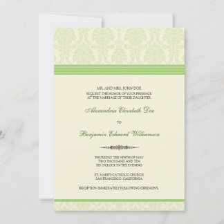 Lovely Damask Wedding Invitation (lime/cream)