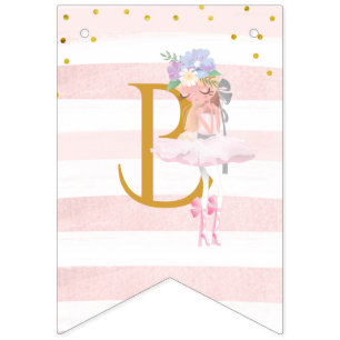 Lovely Dancing Ballerinas Baby Shower  Bunting Flags