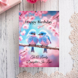 Lovely Daughter-In-Law Fluffy Bluebirds Birthday Card