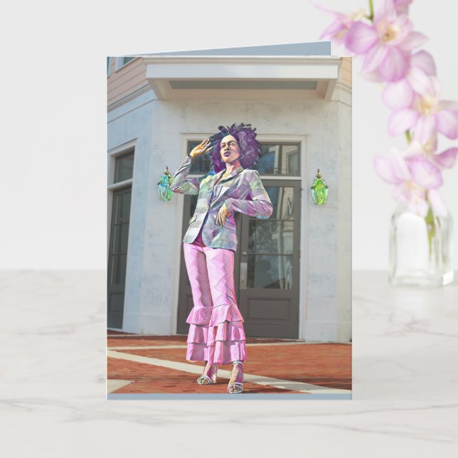 Lovely Day African/African American Blank Greeting Card (Orchid)