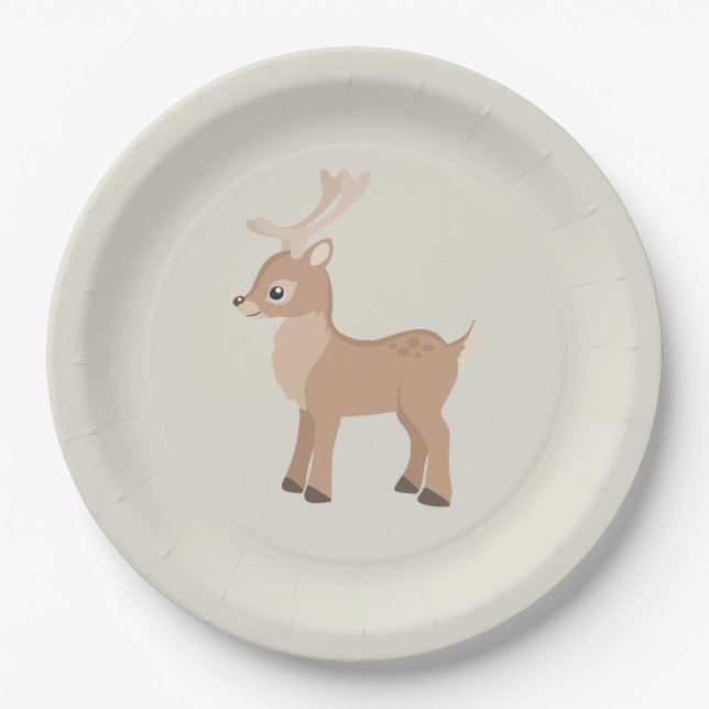 Lovely deer woodland paper plates (Front)