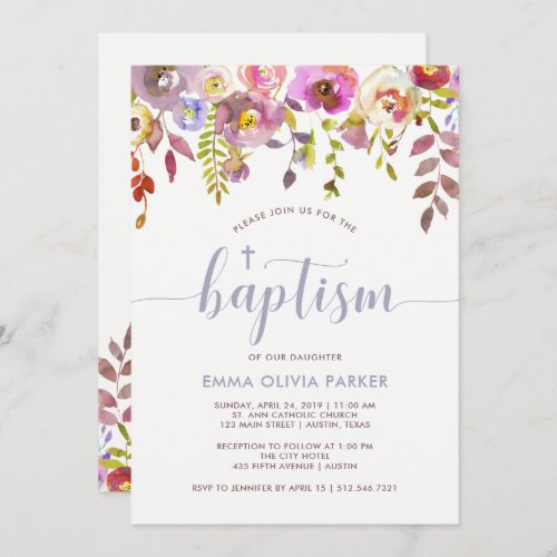 Lovely Delicate Floral  Baptism Invitation