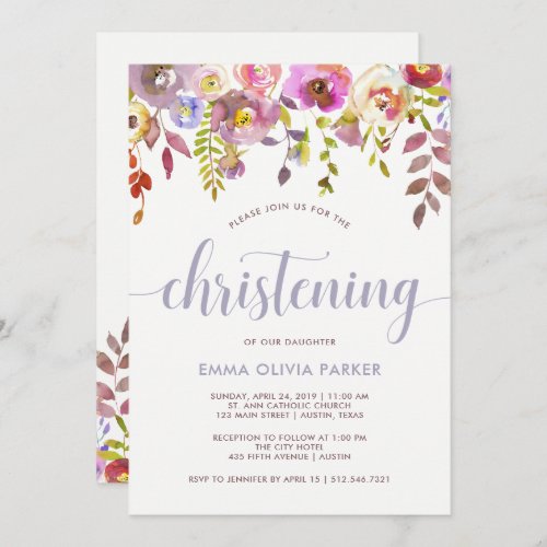 Lovely Delicate Floral  Christening Invitation