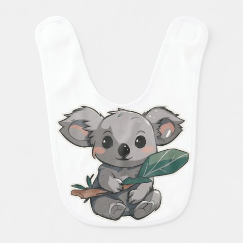 Lovely design featuring cute koala holding a leaf baby bib