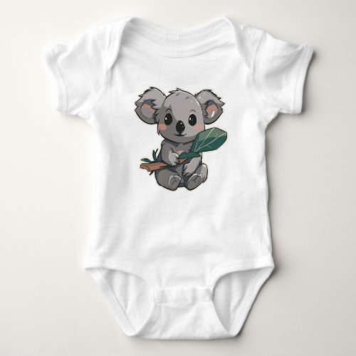 Lovely design featuring cute koala holding a leaf baby bodysuit