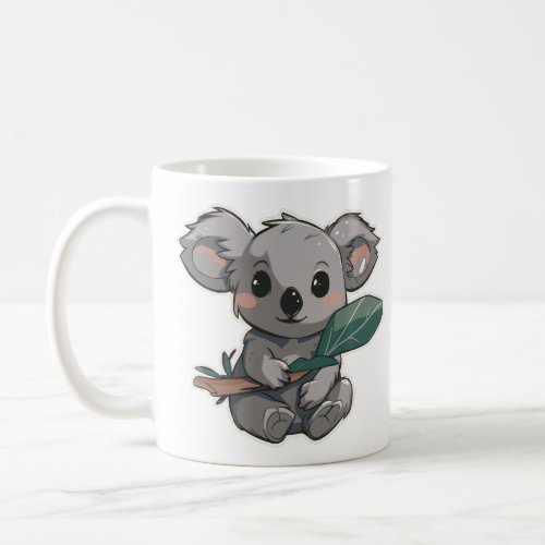 Lovely design featuring cute koala holding a leaf coffee mug