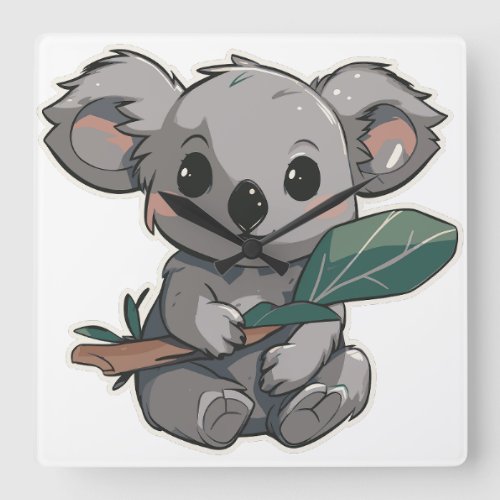 Lovely design featuring cute koala holding a leaf square wall clock