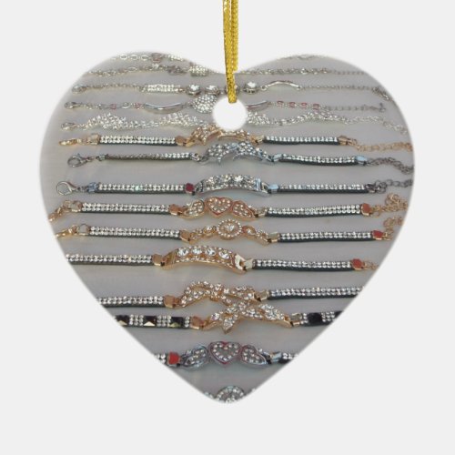 Lovely Diamind Jewelry heart design art collection Ceramic Ornament